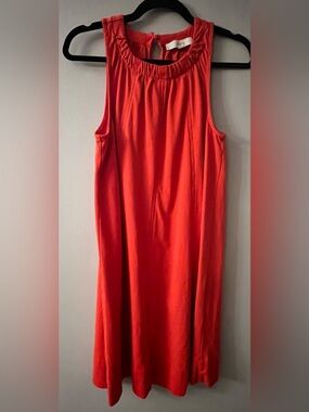 LOFT Sleeveless Midi Dress in Bright Orange